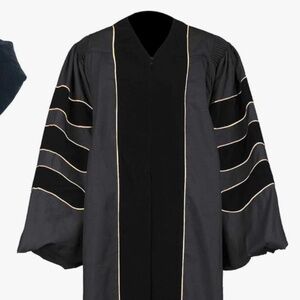 Unisex Deluxe Doctoral Graduation Gown and 8-Side Tam Package with Gold Piping